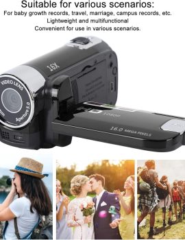 1080P HD Camera Camera Camcorder, 16MP DV Camera 16x Digital Zoom Video Camera, 2.7in TFT Rotatable Screen, Built in Speakers, USB (Black)