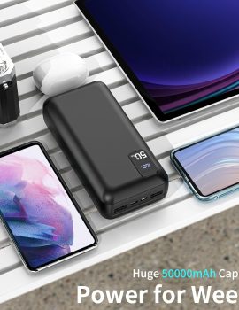 Power Bank 50000mAh 22.5W Fast Charging Portable Charger USB-C Quick Charge with 3 Outputs & 2 Inputs LED Display Huge Capacity External Battery Pack for Most Electronic Devices on The Market